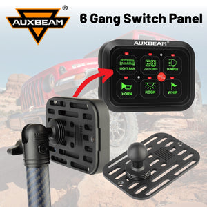 Auxbeam 6 Gang Switch Panel Mount with 20mm Ball