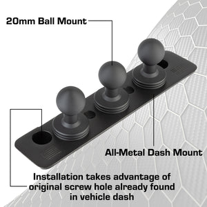 2013-2018 RAM Truck & 2019+ RAM 1500 Classic 20mm 3-Ball Metal Dash Mount