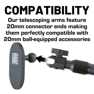 Telescoping Carbon Fiber + Kevlar Mounting Arms with 20mm Connector Ends