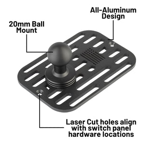 Auxbeam 6 Gang Switch Panel Mount with 20mm Ball