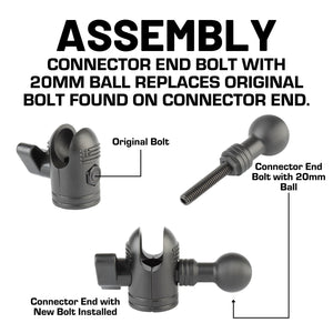 Plus One Connector End Bolt with Integrated 20mm Ball Mount