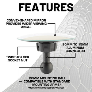 3.3 inch Convex Mirror with 20mm Ball Mount