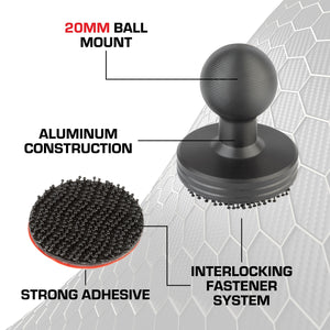 Radar Detector Mount with 20mm Ball + Interlocking Fastener System