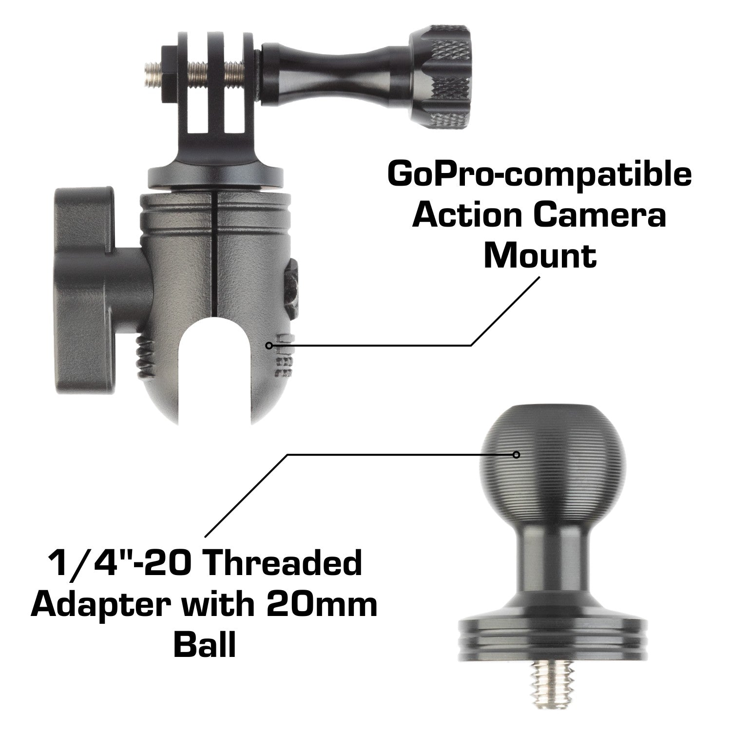 Products Bulletpoint Mounting Solutions   BulletpointMountingSolutionsgopromount 14 20threadedadapterwith20mmball 1 1800x 