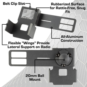 Handheld Radio + Mic Combo Holder with 20mm Ball Mount