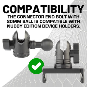 Plus One Connector End Bolt with Integrated 20mm Ball Mount