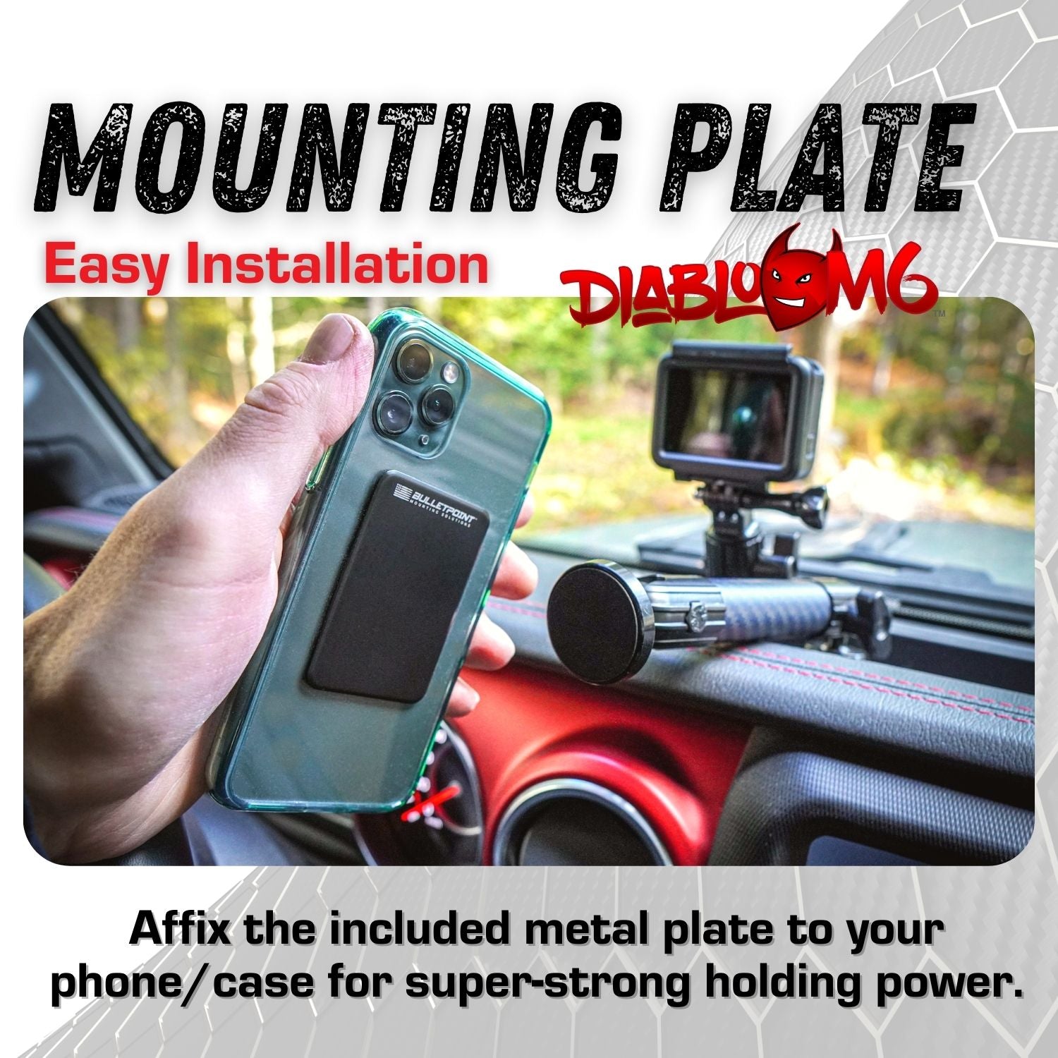 Carbon Fiber/Kevlar Arm and DiabloM6 Magnetic Phone Mount Holder Combo -  Bulletpoint Mounting Solutions